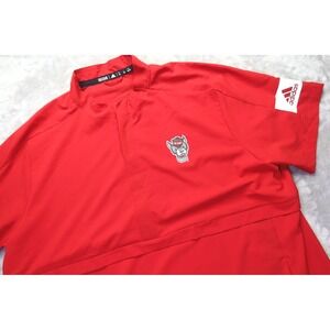 Adidas NC State Wolfpack Pullover Jacket Red Short Sleeve Men's 2XL